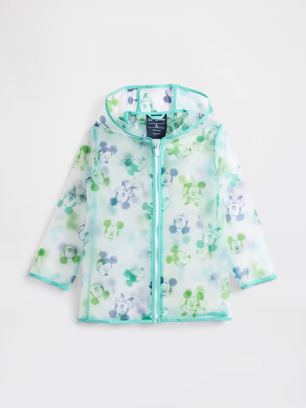 NWT Gap × Disney Baby & Toddler Mickey Mouse Raincoat in Clear and Blue 6-12 M
